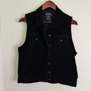 Vintage Solutions Black Vest 100% Cotton Size Medium